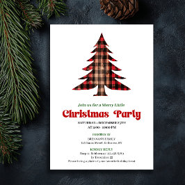 Whimsical Buffalo Check Holiday Party Invitation Kaart