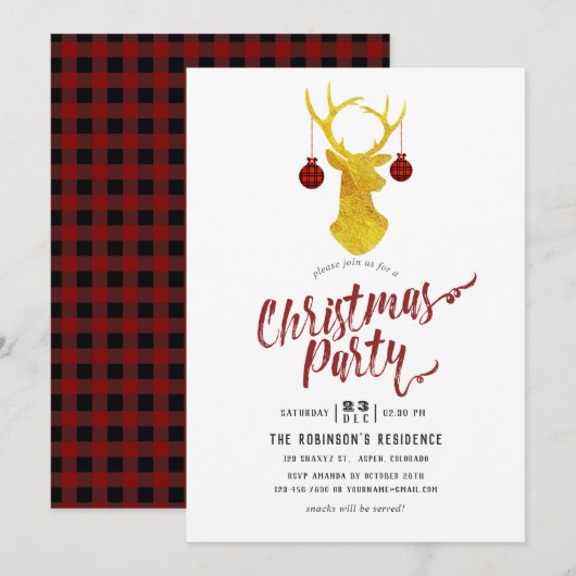 Whimsical Buffalo Plaid Rustic Kerstfeest Kaart (Voorkant / Achterkant)