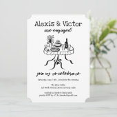 Whimsical Buffet DINNER Custom Engagement Party Kaart (Staand voorkant)