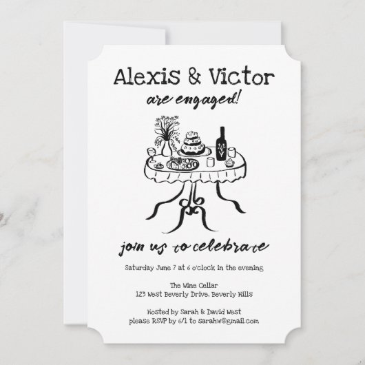 Whimsical Buffet DINNER Custom Engagement Party Kaart (Voorkant)