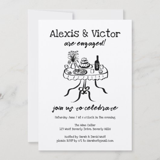 Whimsical Buffet Dinner Custom Engagement Party Kaart (Voorkant)