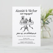 Whimsical Buffet Dinner Custom Engagement Party Kaart (Staand voorkant)