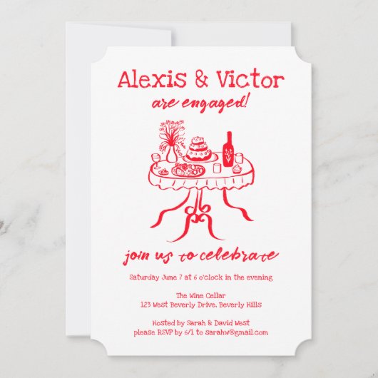 Whimsical Buffet DINNER Custom Engagement Party Kaart (Voorkant)