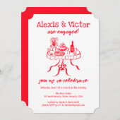 Whimsical Buffet DINNER Custom Engagement Party Kaart (Voorkant / Achterkant)