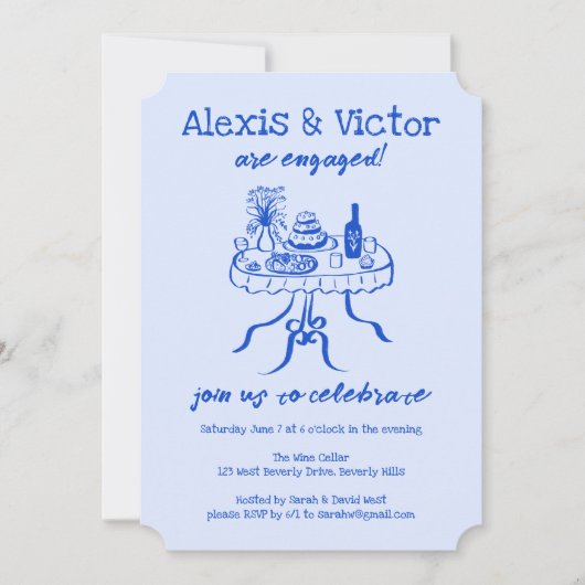 Whimsical Buffet DINNER Custom Engagement Party Kaart (Voorkant)