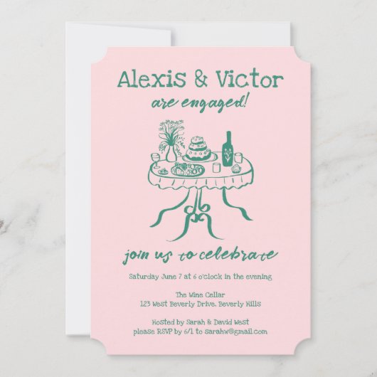 Whimsical Buffet DINNER Custom Engagement Party Kaart (Voorkant)