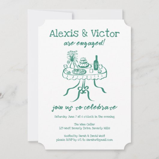 Whimsical Buffet DINNER Custom Engagement Party Kaart (Voorkant)