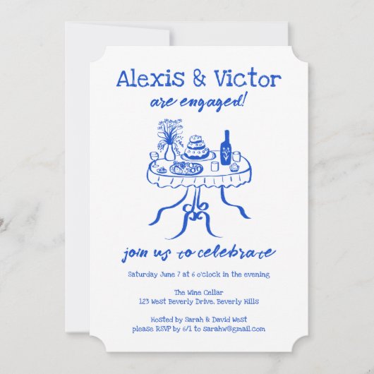 Whimsical Buffet DINNER Custom Engagement Party Kaart (Voorkant)