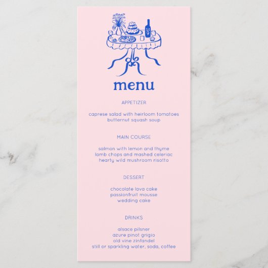 Whimsical Buffet Table Doodle Sketch Modern CUSTOM Menu (Voorkant)