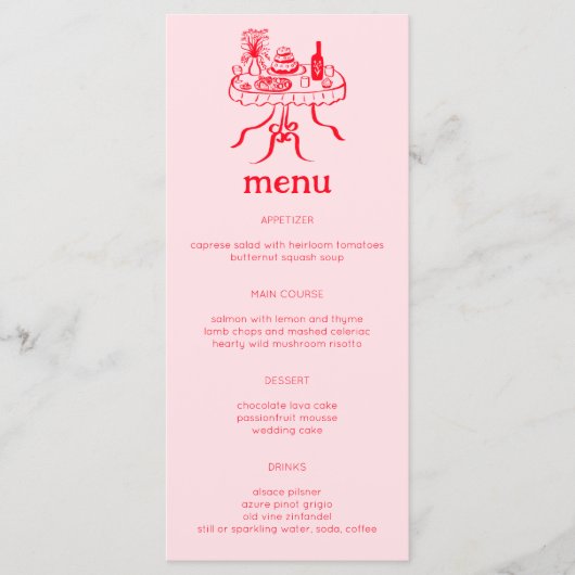 Whimsical Buffet Table Doodle Sketch Modern CUSTOM Menu (Voorkant)