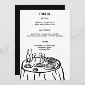 Whimsical Buffet Table Doodle Sketch Modern CUSTOM Menu (Voorkant / Achterkant)