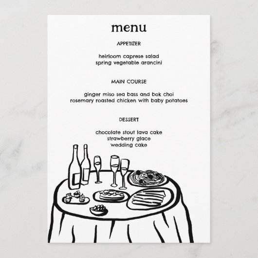 Whimsical Buffet Table Doodle Sketch Modern CUSTOM Menu (Voorkant)