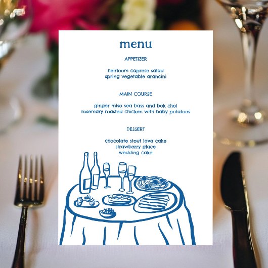 Whimsical Buffet Table Doodle Sketch Modern CUSTOM Menu