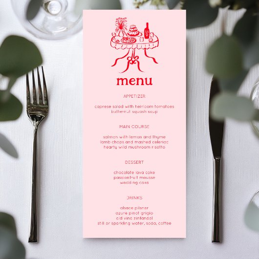 Whimsical Buffet Table Doodle Sketch Modern CUSTOM Menu