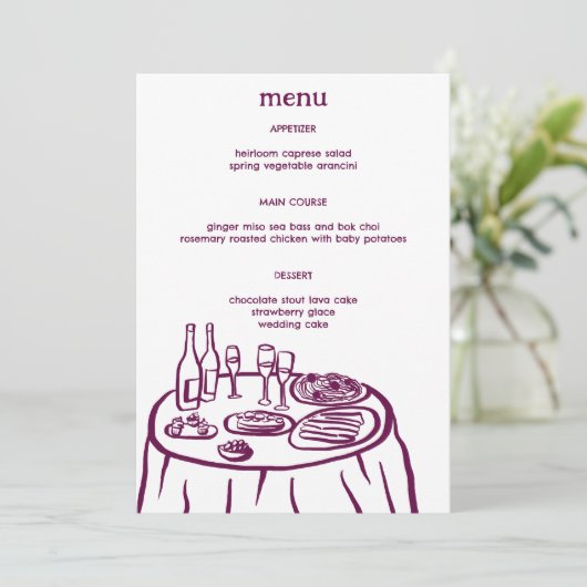 Whimsical Buffet Table Doodle Sketch Modern CUSTOM Menu (Staand voorkant)