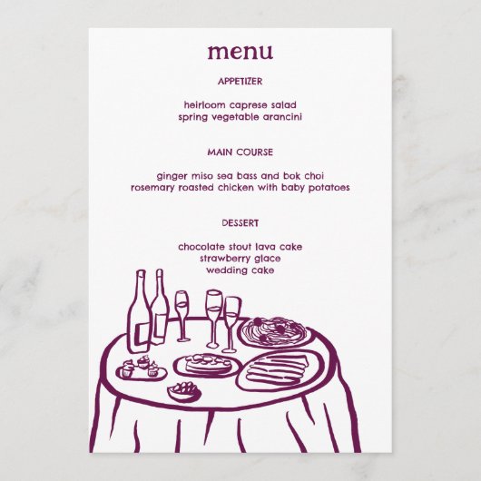 Whimsical Buffet Table Doodle Sketch Modern CUSTOM Menu (Voorkant)