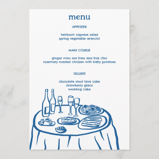 Whimsical Buffet Table Doodle Sketch Modern CUSTOM Menu (Voorkant)