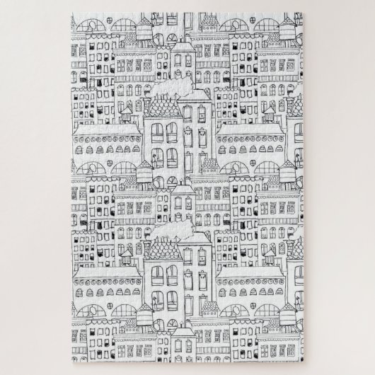 Whimsical Buildings Hand-Drawn Pen and Ink Legpuzzel (Verticaal)