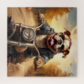 Whimsical Bulldog Chopper Rijden op een Motorcycle Legpuzzel (Horizontaal)