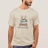 Whimsical Bulldog Schrijfbureau Doodle Illustratie T-shirt (Voorkant)