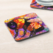 Whimsical Bumble Bee Bloemen Rood Geel Paarse Bier Onderzetter (Linkerzijde)