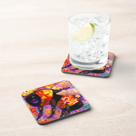 Whimsical Bumble Bee Bloemen Rood Geel Paarse Bier Onderzetter