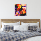 Whimsical Bumble Bee Bloemen Rood Geel Paarse Canvas Afdruk (Insitu (Slaapkamer))