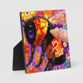 Whimsical Bumble Bee Bloemen Rood Geel Paarse Fotoplaat (Voorkant)