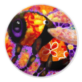 Whimsical Bumble Bee Bloemen Rood Geel Paarse Keramische Knop