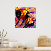 Whimsical Bumble Bee Bloemen Rood Geel Paarse Poster (Keuken)