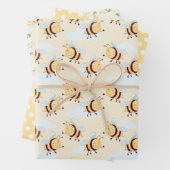 Whimsical Bumble Bee en Honeycomb Floral Inpakpapier Vel (In situ)