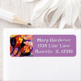 Whimsical Bumble Bee Floral Sinaasappel Rood Geel Etiket