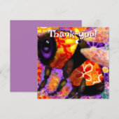 Whimsical Bumble Bee Floral Sinaasappel Rood Geel Notitiekaartje (Voorkant / Achterkant)