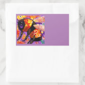 Whimsical Bumble Bee Floral Sinaasappel Rood Geel Rechthoekige Sticker (Tas)