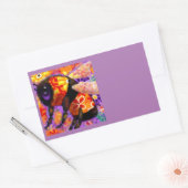 Whimsical Bumble Bee Floral Sinaasappel Rood Geel Rechthoekige Sticker (Envelop)