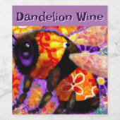 Whimsical Bumble Bee Floral Sinaasappel Rood Geel Wijn Etiket (Enkel label)