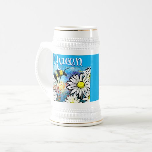 Whimsical Bumble Bee in Daisies gepersonaliseerd Bierpul (Voorkant links)