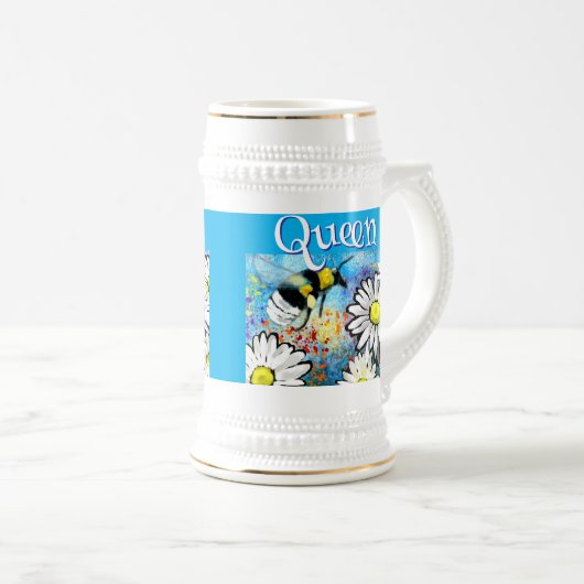 Whimsical Bumble Bee in Daisies gepersonaliseerd Bierpul (Voorkant rechts)