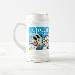 Whimsical Bumble Bee in Daisies gepersonaliseerd Bierpul