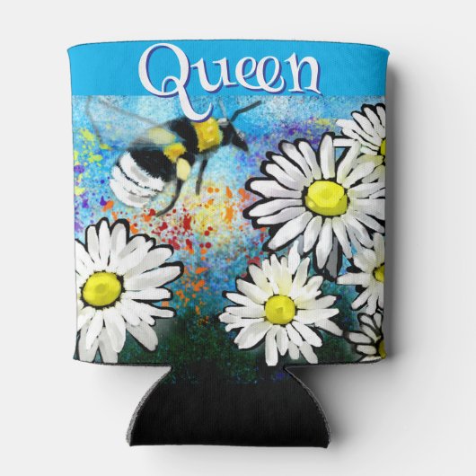 Whimsical Bumble Bee in Daisies gepersonaliseerd Blikjeskoeler (Achterkant)