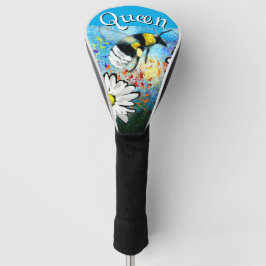 Whimsical Bumble Bee in Daisies gepersonaliseerd Golfheadcover