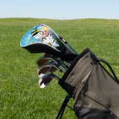 Whimsical Bumble Bee in Daisies gepersonaliseerd Golfheadcover (Insitu)