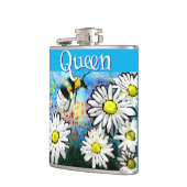 Whimsical Bumble Bee in Daisies gepersonaliseerd Heupfles (Links)