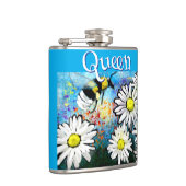 Whimsical Bumble Bee in Daisies gepersonaliseerd Heupfles (Rechts)