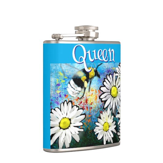 Whimsical Bumble Bee in Daisies gepersonaliseerd Heupfles (Rechts)