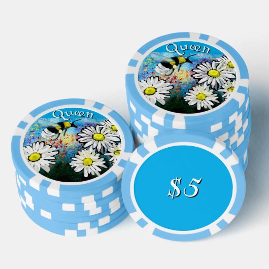 Whimsical Bumble Bee in Daisies gepersonaliseerd Poker Chips (Opstapeling)