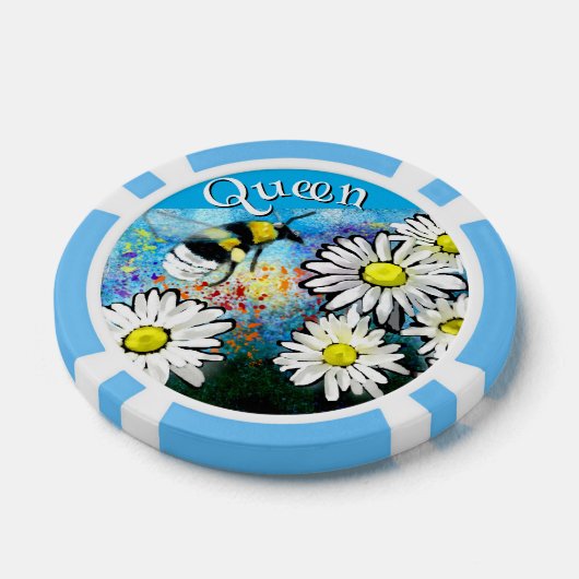 Whimsical Bumble Bee in Daisies gepersonaliseerd Poker Chips (Enkel)