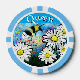 Whimsical Bumble Bee in Daisies gepersonaliseerd Poker Chips