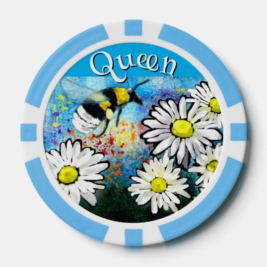 Whimsical Bumble Bee in Daisies gepersonaliseerd Poker Chips (Voorkant)
