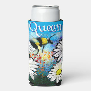 Whimsical Bumble Bee in Daisies gepersonaliseerd Seltzer Blikjeskoeler